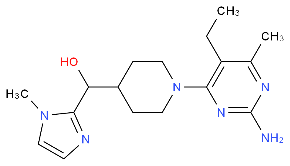 [1-(2-amino-5-ethyl-6-methylpyrimidin-4-yl)piperidin-4-yl](1-methyl-1H-imidazol-2-yl)methanol_分子结构_CAS_)
