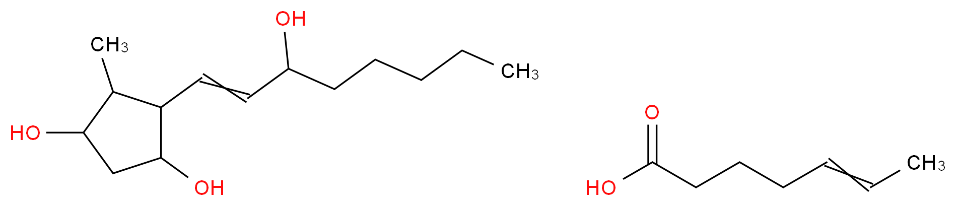 4-(3-hydroxyoct-1-en-1-yl)-5-methylcyclopentane-1,3-diol; hept-5-enoic acid_分子结构_CAS_551-11-1