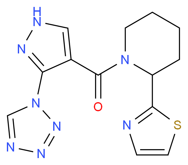 1-{[3-(1H-tetrazol-1-yl)-1H-pyrazol-4-yl]carbonyl}-2-(1,3-thiazol-2-yl)piperidine_分子结构_CAS_)