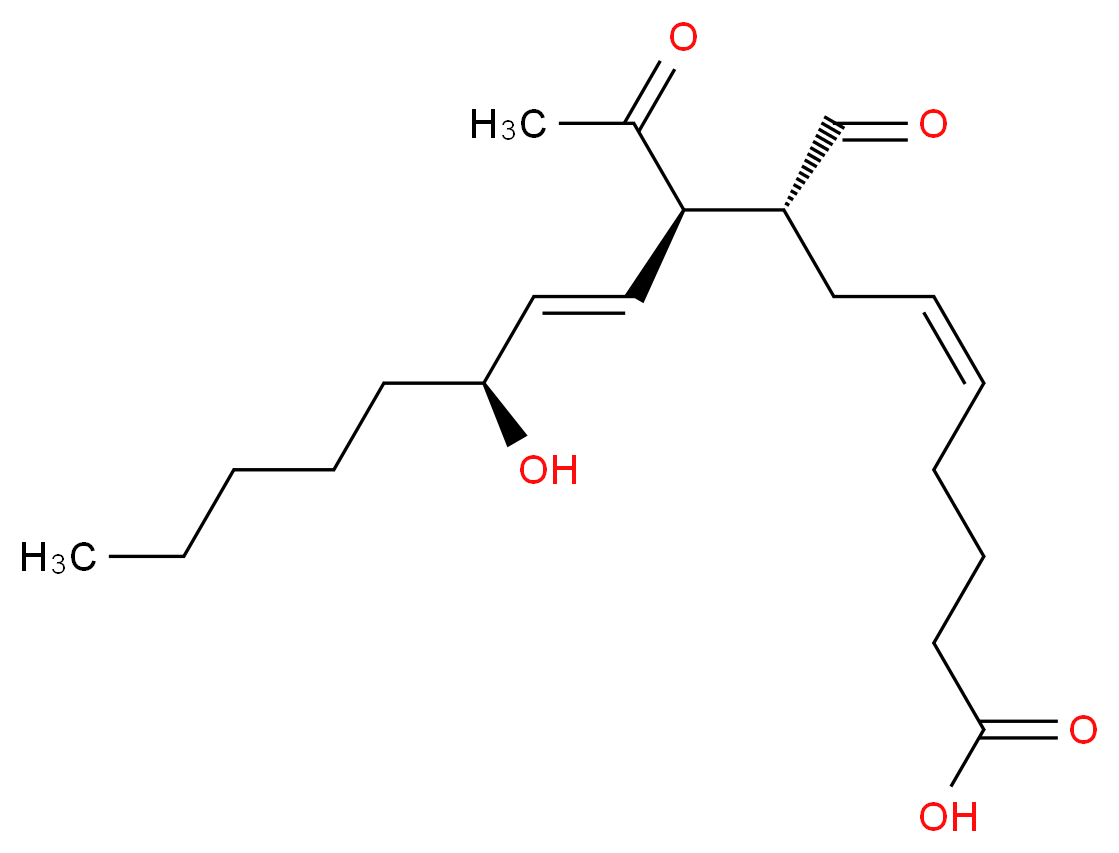(5Z,8R,9R,10E,12S)-9-acetyl-8-formyl-12-hydroxyheptadeca-5,10-dienoic acid_分子结构_CAS_91712-44-6