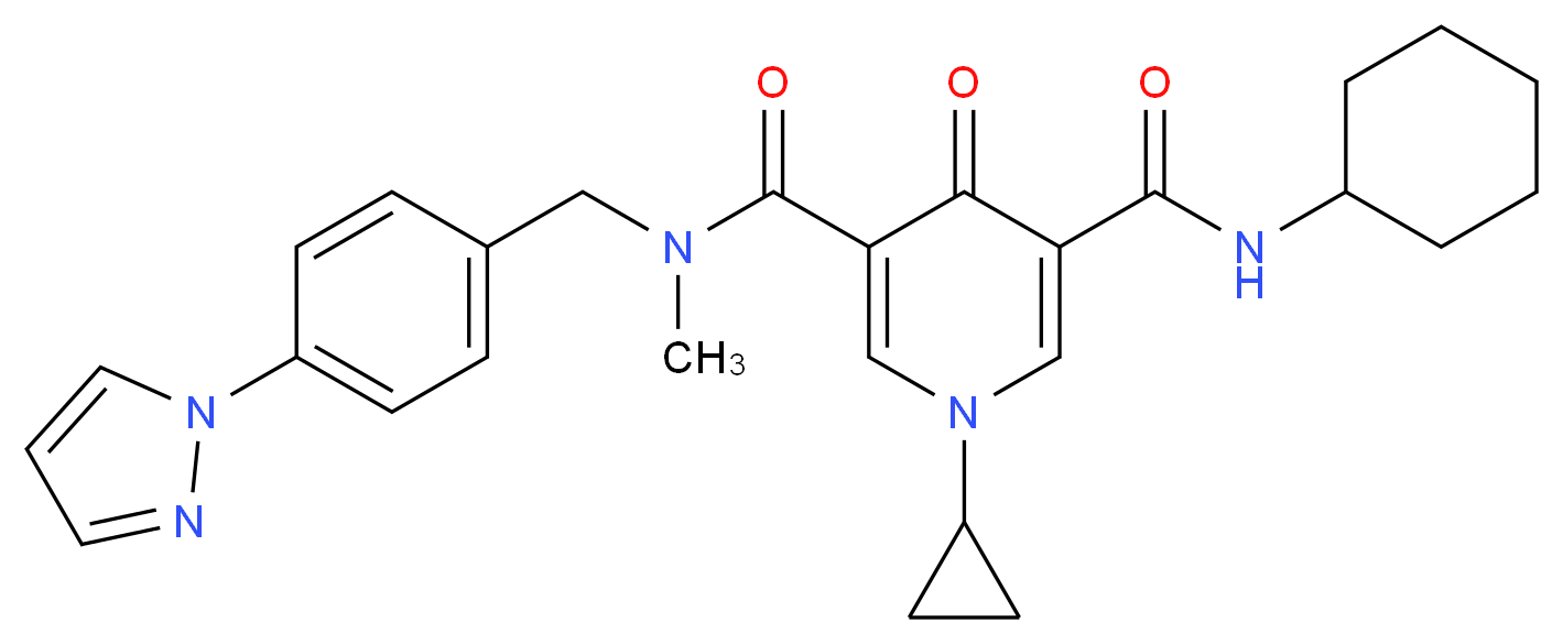 N'-cyclohexyl-1-cyclopropyl-N-methyl-4-oxo-N-[4-(1H-pyrazol-1-yl)benzyl]-1,4-dihydro-3,5-pyridinedicarboxamide_分子结构_CAS_)