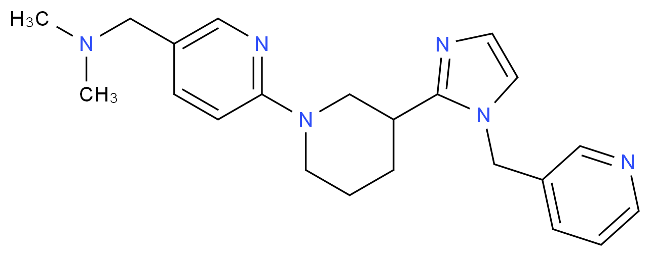 N,N-dimethyl-1-(6-{3-[1-(3-pyridinylmethyl)-1H-imidazol-2-yl]-1-piperidinyl}-3-pyridinyl)methanamine_分子结构_CAS_)