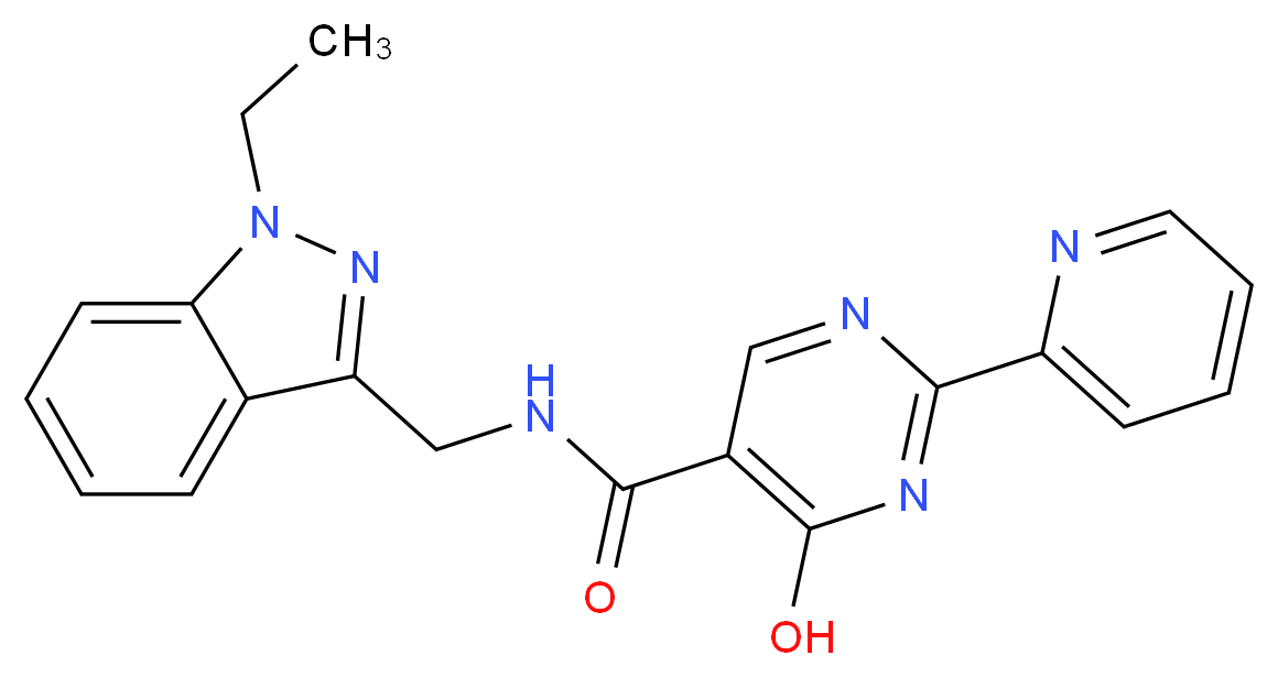 N-[(1-ethyl-1H-indazol-3-yl)methyl]-4-hydroxy-2-pyridin-2-ylpyrimidine-5-carboxamide_分子结构_CAS_)