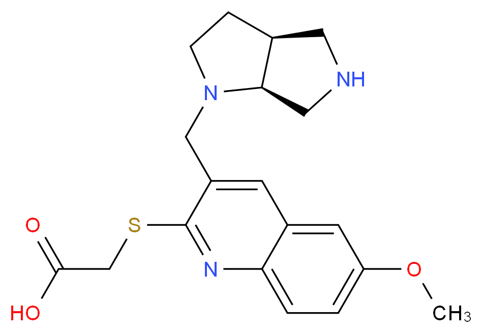 ({3-[(3aS,6aS)-hexahydropyrrolo[3,4-b]pyrrol-1(2H)-ylmethyl]-6-methoxyquinolin-2-yl}thio)acetic acid_分子结构_CAS_)