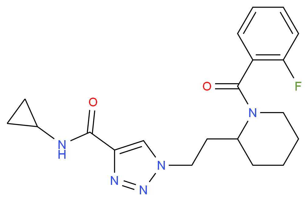 N-cyclopropyl-1-{2-[1-(2-fluorobenzoyl)-2-piperidinyl]ethyl}-1H-1,2,3-triazole-4-carboxamide_分子结构_CAS_)