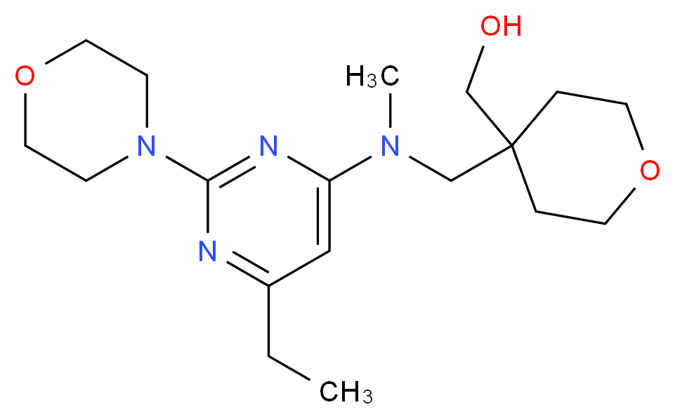 (4-{[(6-ethyl-2-morpholin-4-ylpyrimidin-4-yl)(methyl)amino]methyl}tetrahydro-2H-pyran-4-yl)methanol_分子结构_CAS_)