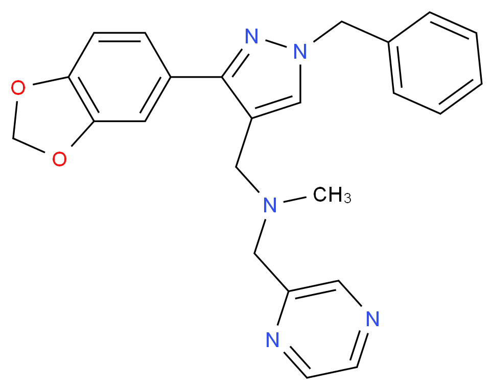 1-[3-(1,3-benzodioxol-5-yl)-1-benzyl-1H-pyrazol-4-yl]-N-methyl-N-(2-pyrazinylmethyl)methanamine_分子结构_CAS_)