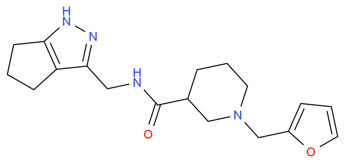 1-(2-furylmethyl)-N-(1,4,5,6-tetrahydrocyclopenta[c]pyrazol-3-ylmethyl)-3-piperidinecarboxamide_分子结构_CAS_)