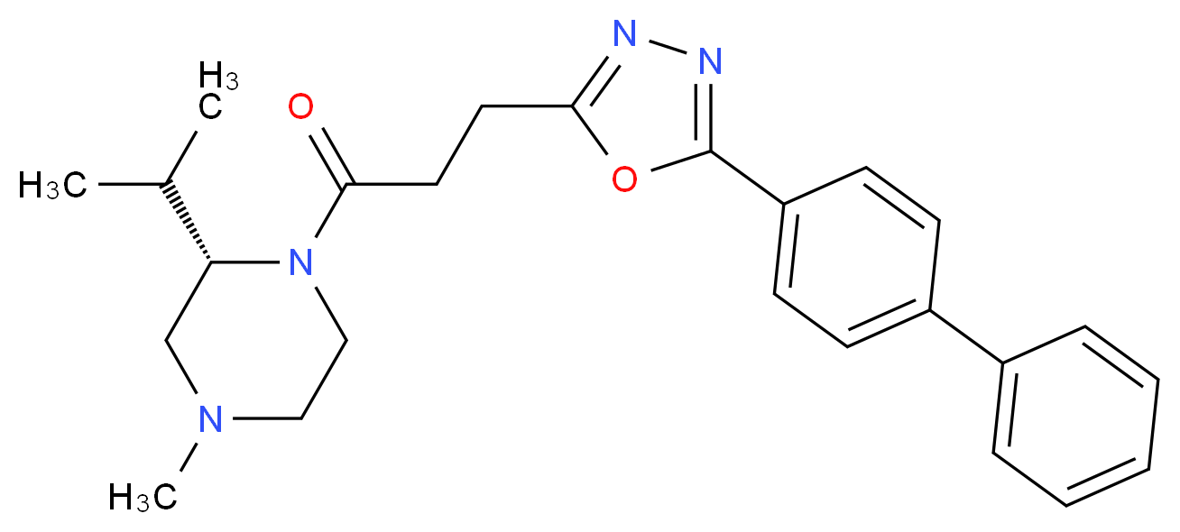 (2S)-1-{3-[5-(4-biphenylyl)-1,3,4-oxadiazol-2-yl]propanoyl}-2-isopropyl-4-methylpiperazine_分子结构_CAS_)