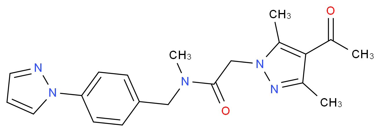2-(4-acetyl-3,5-dimethyl-1H-pyrazol-1-yl)-N-methyl-N-[4-(1H-pyrazol-1-yl)benzyl]acetamide_分子结构_CAS_)