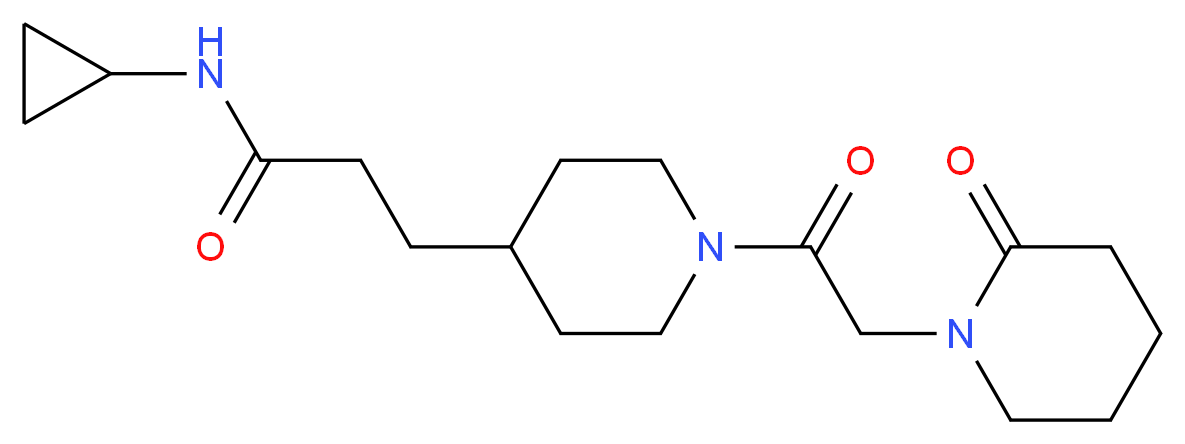 N-cyclopropyl-3-{1-[(2-oxo-1-piperidinyl)acetyl]-4-piperidinyl}propanamide_分子结构_CAS_)