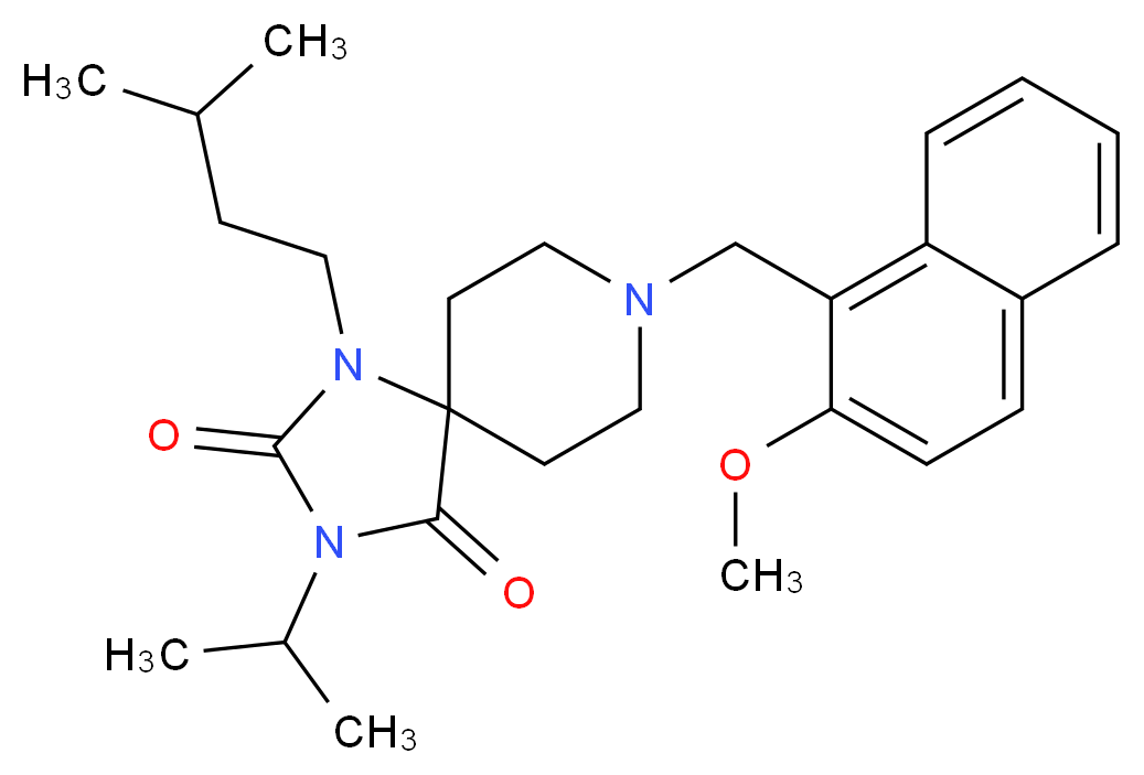 3-isopropyl-8-[(2-methoxy-1-naphthyl)methyl]-1-(3-methylbutyl)-1,3,8-triazaspiro[4.5]decane-2,4-dione_分子结构_CAS_)