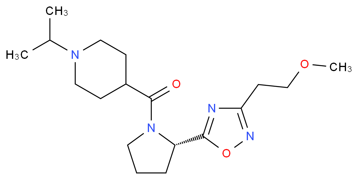 1-isopropyl-4-({(2S)-2-[3-(2-methoxyethyl)-1,2,4-oxadiazol-5-yl]-1-pyrrolidinyl}carbonyl)piperidine_分子结构_CAS_)