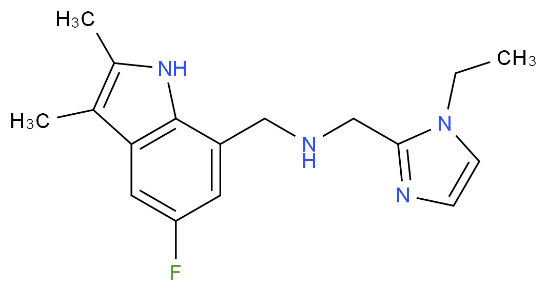 1-(1-ethyl-1H-imidazol-2-yl)-N-[(5-fluoro-2,3-dimethyl-1H-indol-7-yl)methyl]methanamine_分子结构_CAS_)