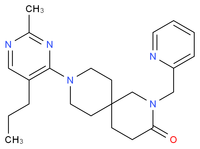 9-(2-methyl-5-propylpyrimidin-4-yl)-2-(pyridin-2-ylmethyl)-2,9-diazaspiro[5.5]undecan-3-one_分子结构_CAS_)