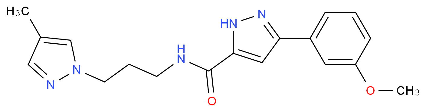 3-(3-methoxyphenyl)-N-[3-(4-methyl-1H-pyrazol-1-yl)propyl]-1H-pyrazole-5-carboxamide_分子结构_CAS_)