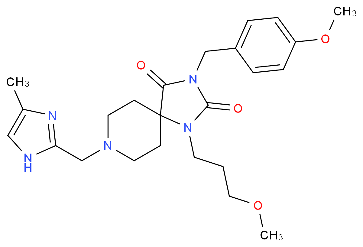 3-(4-methoxybenzyl)-1-(3-methoxypropyl)-8-[(4-methyl-1H-imidazol-2-yl)methyl]-1,3,8-triazaspiro[4.5]decane-2,4-dione_分子结构_CAS_)
