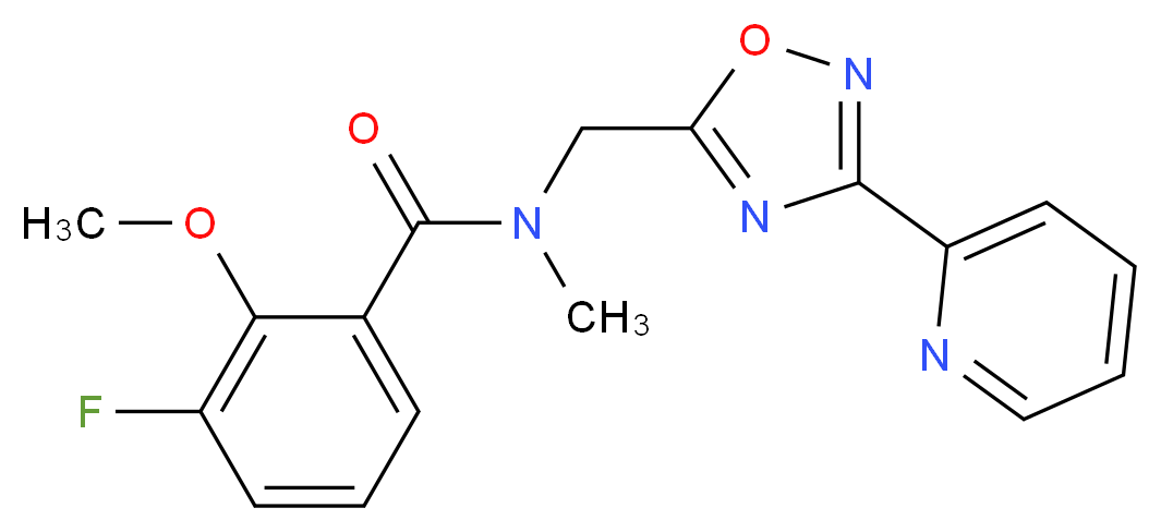 3-fluoro-2-methoxy-N-methyl-N-[(3-pyridin-2-yl-1,2,4-oxadiazol-5-yl)methyl]benzamide_分子结构_CAS_)