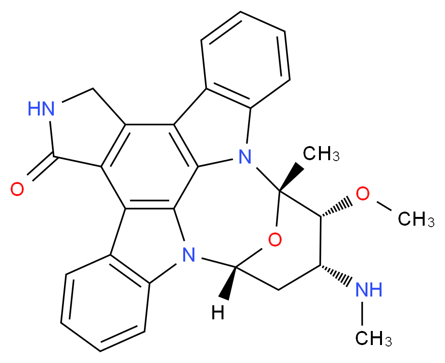 (2S,3R,4R,6R)-3-methoxy-2-methyl-4-(methylamino)-29-oxa-1,7,17-triazaoctacyclo[12.12.2.1<sup>2</sup>,<sup>6</sup>.0<sup>7</sup>,<sup>2</sup><sup>8</sup>.0<sup>8</sup>,<sup>1</sup><sup>3</sup>.0<sup>1</sup><sup>5</sup>,<sup>1</sup><sup>9</sup>.0<sup>2</sup><sup>0</sup>,<sup>2</sup><sup>7</sup>.0<sup>2</sup><sup>1</sup>,<sup>2</sup><sup>6</sup>]nonacosa-8,10,12,14(28),15(19),20(27),21(26),22,24-nonaen-16-one_分子结构_CAS_62996-74-1