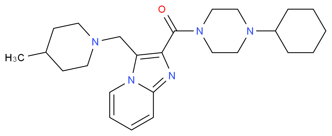 2-[(4-cyclohexyl-1-piperazinyl)carbonyl]-3-[(4-methyl-1-piperidinyl)methyl]imidazo[1,2-a]pyridine_分子结构_CAS_)