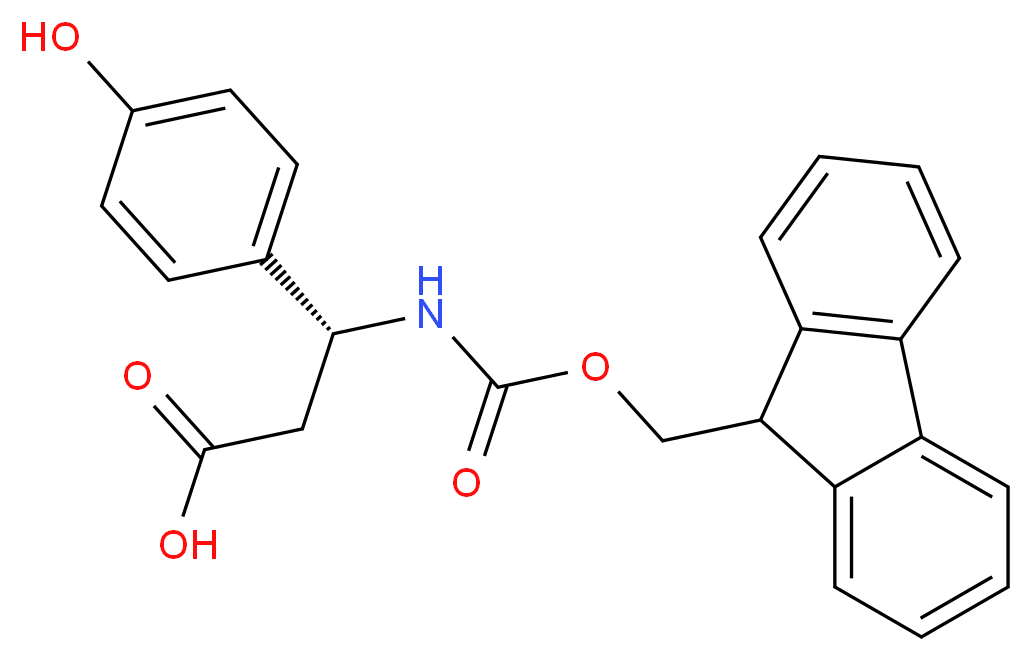 FMOC-(R)-3-AMINO-3-(4-HYDROXY-PHENYL)-PROPIONIC ACID_分子结构_CAS_511272-36-9)