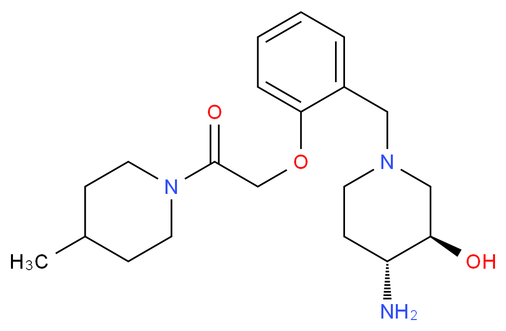 (3R*,4R*)-4-amino-1-{2-[2-(4-methylpiperidin-1-yl)-2-oxoethoxy]benzyl}piperidin-3-ol_分子结构_CAS_)