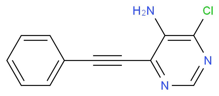 4-chloro-6-(2-phenylethynyl)pyrimidin-5-amine_分子结构_CAS_875340-49-1