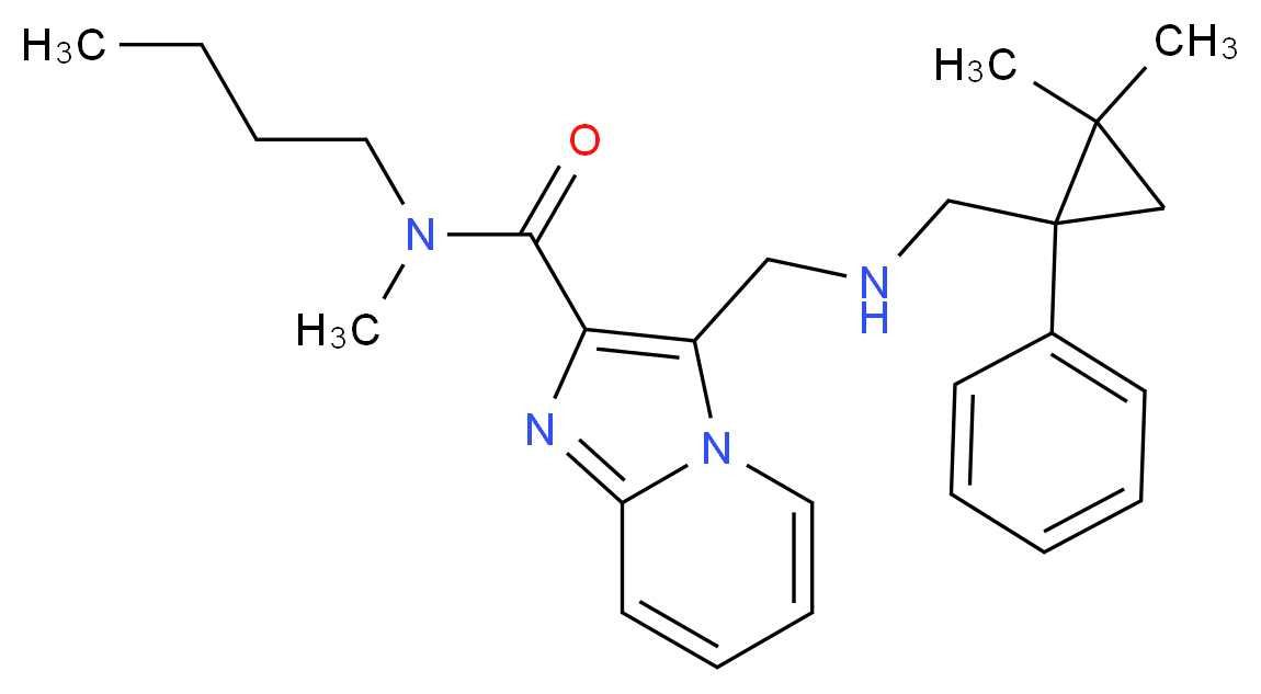 N-butyl-3-({[(2,2-dimethyl-1-phenylcyclopropyl)methyl]amino}methyl)-N-methylimidazo[1,2-a]pyridine-2-carboxamide_分子结构_CAS_)