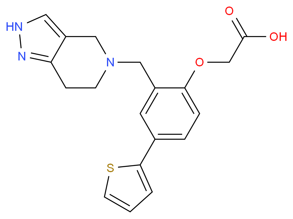 [2-(2,4,6,7-tetrahydro-5H-pyrazolo[4,3-c]pyridin-5-ylmethyl)-4-(2-thienyl)phenoxy]acetic acid_分子结构_CAS_)