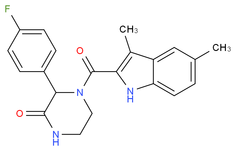 4-[(3,5-dimethyl-1H-indol-2-yl)carbonyl]-3-(4-fluorophenyl)piperazin-2-one_分子结构_CAS_)