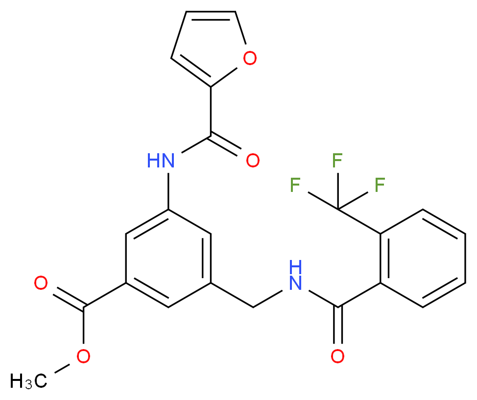 methyl 3-(2-furoylamino)-5-({[2-(trifluoromethyl)benzoyl]amino}methyl)benzoate_分子结构_CAS_)