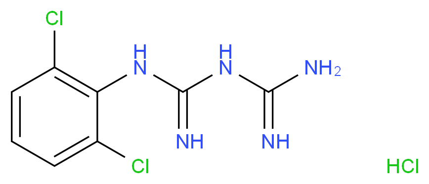 1-carbamimidamido-N-(2,6-dichlorophenyl)methanimidamide hydrochloride_分子结构_CAS_42823-15-4