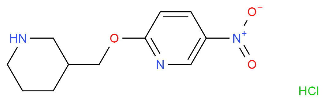 5-nitro-2-(piperidin-3-ylmethoxy)pyridine hydrochloride_分子结构_CAS_1185307-86-1