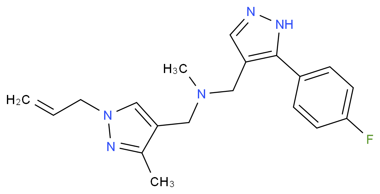 1-(1-allyl-3-methyl-1H-pyrazol-4-yl)-N-{[5-(4-fluorophenyl)-1H-pyrazol-4-yl]methyl}-N-methylmethanamine_分子结构_CAS_)