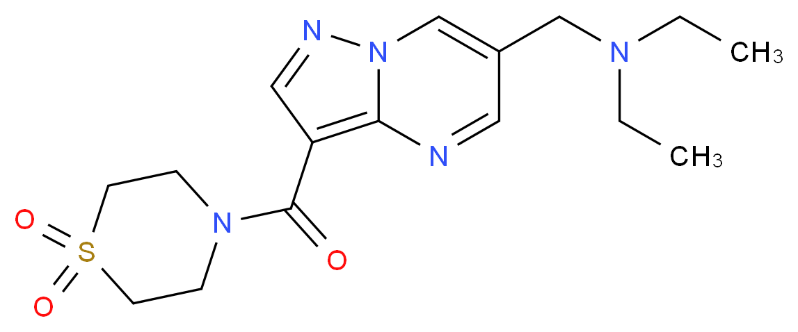 ({3-[(1,1-dioxidothiomorpholin-4-yl)carbonyl]pyrazolo[1,5-a]pyrimidin-6-yl}methyl)diethylamine_分子结构_CAS_)
