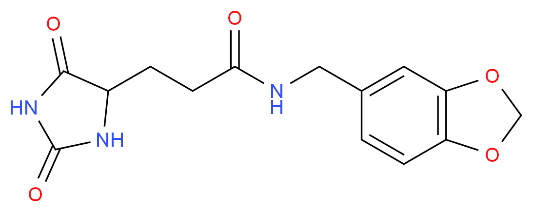 N-(1,3-benzodioxol-5-ylmethyl)-3-(2,5-dioxo-4-imidazolidinyl)propanamide_分子结构_CAS_)
