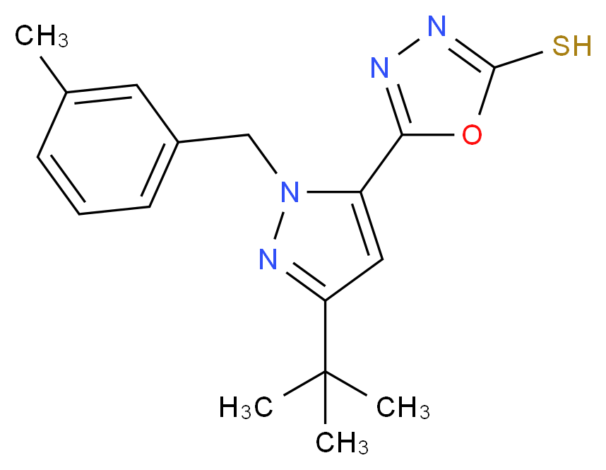 5-{3-tert-butyl-1-[(3-methylphenyl)methyl]-1H-pyrazol-5-yl}-1,3,4-oxadiazole-2-thiol_分子结构_CAS_306937-16-6