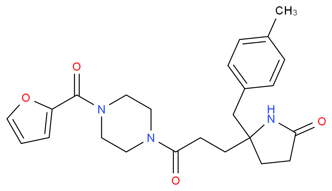 5-{3-[4-(2-furoyl)-1-piperazinyl]-3-oxopropyl}-5-(4-methylbenzyl)-2-pyrrolidinone_分子结构_CAS_)