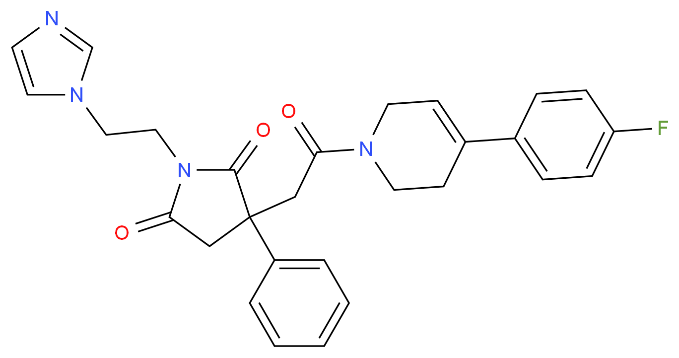 3-{2-[4-(4-fluorophenyl)-3,6-dihydro-1(2H)-pyridinyl]-2-oxoethyl}-1-[2-(1H-imidazol-1-yl)ethyl]-3-phenyl-2,5-pyrrolidinedione_分子结构_CAS_)