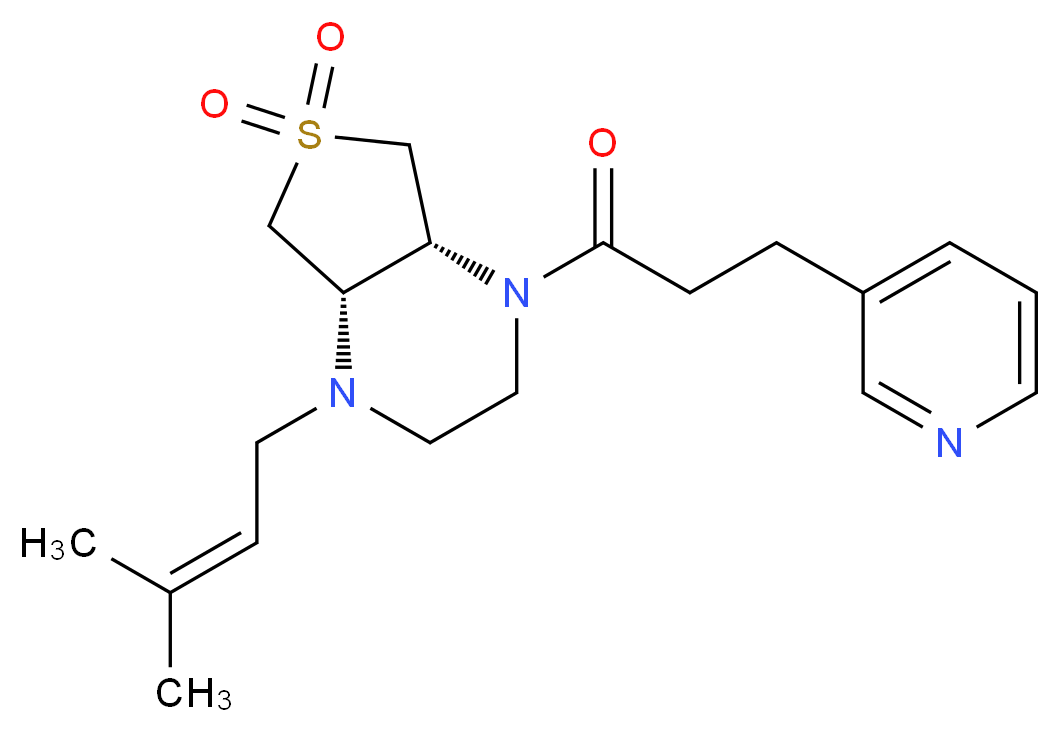 (4aR*,7aS*)-1-(3-methyl-2-buten-1-yl)-4-[3-(3-pyridinyl)propanoyl]octahydrothieno[3,4-b]pyrazine 6,6-dioxide_分子结构_CAS_)