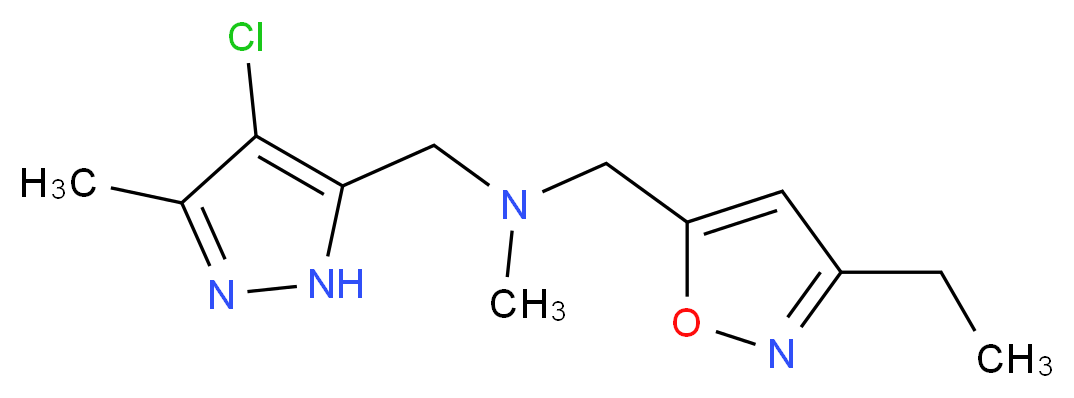 1-(4-chloro-3-methyl-1H-pyrazol-5-yl)-N-[(3-ethylisoxazol-5-yl)methyl]-N-methylmethanamine_分子结构_CAS_)