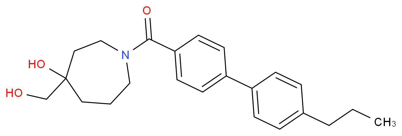 4-(hydroxymethyl)-1-[(4'-propyl-4-biphenylyl)carbonyl]-4-azepanol_分子结构_CAS_)