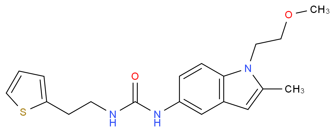 N-[1-(2-methoxyethyl)-2-methyl-1H-indol-5-yl]-N'-[2-(2-thienyl)ethyl]urea_分子结构_CAS_)