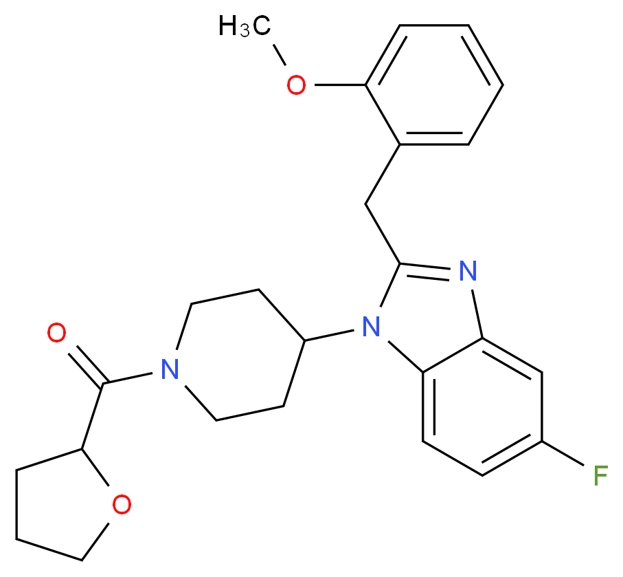 5-fluoro-2-(2-methoxybenzyl)-1-[1-(tetrahydro-2-furanylcarbonyl)-4-piperidinyl]-1H-benzimidazole_分子结构_CAS_)