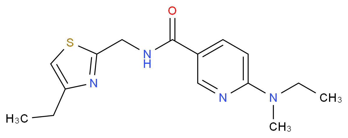 6-[ethyl(methyl)amino]-N-[(4-ethyl-1,3-thiazol-2-yl)methyl]nicotinamide_分子结构_CAS_)
