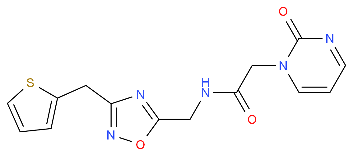 2-(2-oxopyrimidin-1(2H)-yl)-N-{[3-(2-thienylmethyl)-1,2,4-oxadiazol-5-yl]methyl}acetamide_分子结构_CAS_)