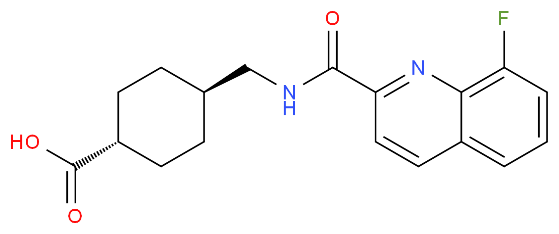 trans-4-({[(8-fluoro-2-quinolinyl)carbonyl]amino}methyl)cyclohexanecarboxylic acid_分子结构_CAS_)