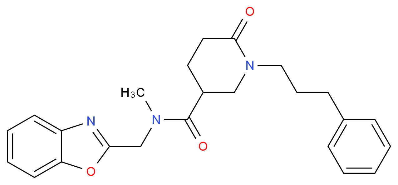 N-(1,3-benzoxazol-2-ylmethyl)-N-methyl-6-oxo-1-(3-phenylpropyl)-3-piperidinecarboxamide_分子结构_CAS_)