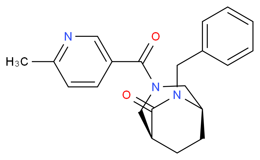 (1S*,5R*)-6-benzyl-3-[(6-methylpyridin-3-yl)carbonyl]-3,6-diazabicyclo[3.2.2]nonan-7-one_分子结构_CAS_)