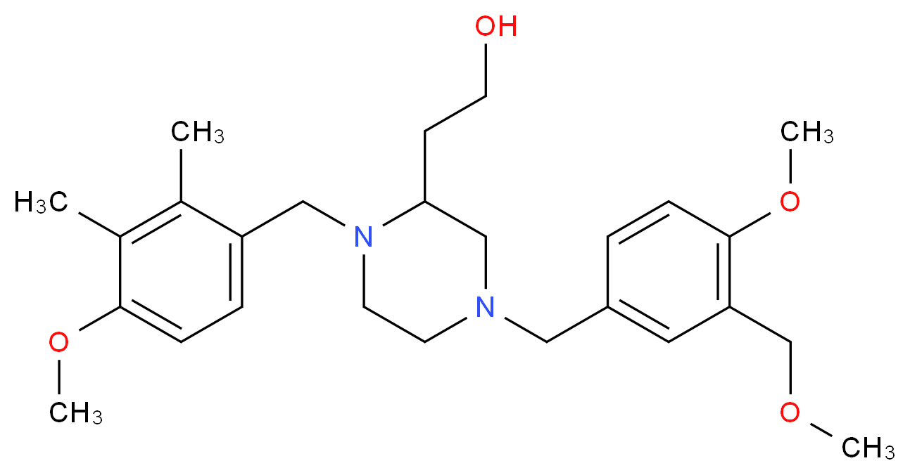 2-{1-(4-methoxy-2,3-dimethylbenzyl)-4-[4-methoxy-3-(methoxymethyl)benzyl]-2-piperazinyl}ethanol_分子结构_CAS_)
